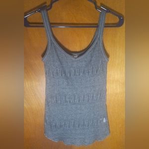 USED Aeropostale Dark Gray Lace Tank Top Medium